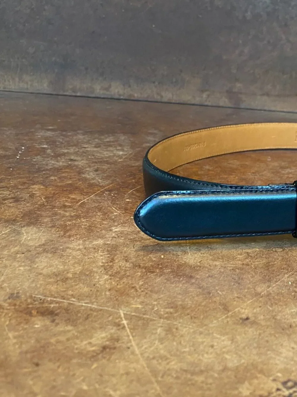 NWT Lauren Ralph Lauren black leather belt gold toned single prong buckle